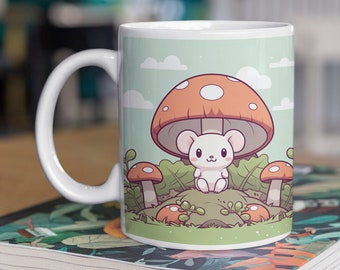 Tazza da caffè con ratto, tazza con funghiTazza da caffè con topo, decorazione con ratto, tazza da caffè accentata, 11 once