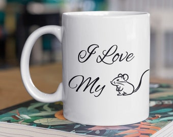 Tazza da caffè ratto, tazza da caffè mouse, decorazione ratto, tazza da caffè accentata, 11 once Amo il mio ratto