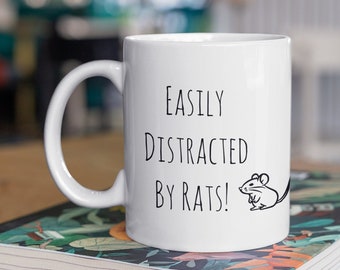 Tazza da caffè con ratto, tazza da caffè con topo, decorazione con ratto, tazza da caffè accentata, facilmente distratto dai ratti 11 once