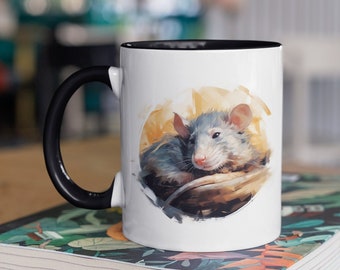 Tazza da caffè ratto, tazza da caffè mouse, arredamento ratto, tazza da caffè accentata, 11 once