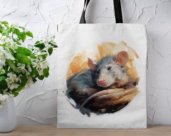 Rat relaxing Tote bag Tote Bag Rat Lover Gifts Reusable Rat Bags Rat Art Tote Bag