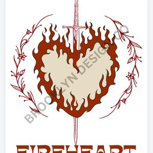 Throne of Glass “FIREHEART” art, digital prints for merchandise, art for clothes.