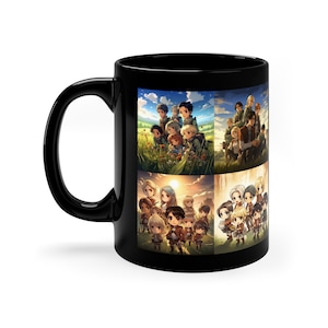 Charming Attack on Titan Main Characters Mug - Adorable Anime Style Coffee Cup