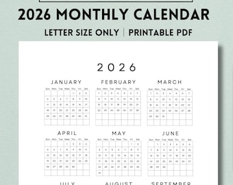 2026 Vertical Wall Calendar: Minimalist Year At-A-Glance PDF
