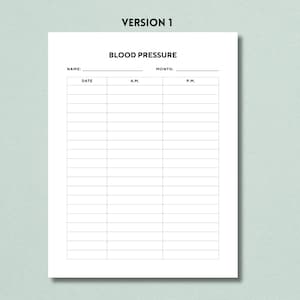 A.M./P.M. Blood Pressure Log Printable Template, Morning and Evening ...