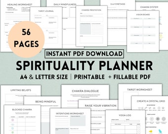 Spirituality Planner Printable, Manifestation Planner Digital, Tarot Journal, Law of Attraction, Witchy Planner, Digital