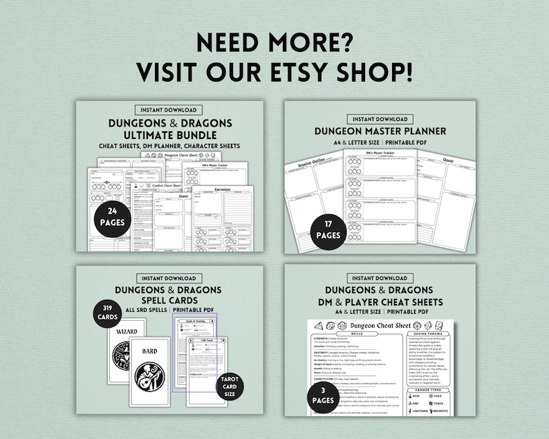 Dnd Cards, 5e, Dnd Item Cards, Dnd Download, Dnd Printable, Dnd Bundle