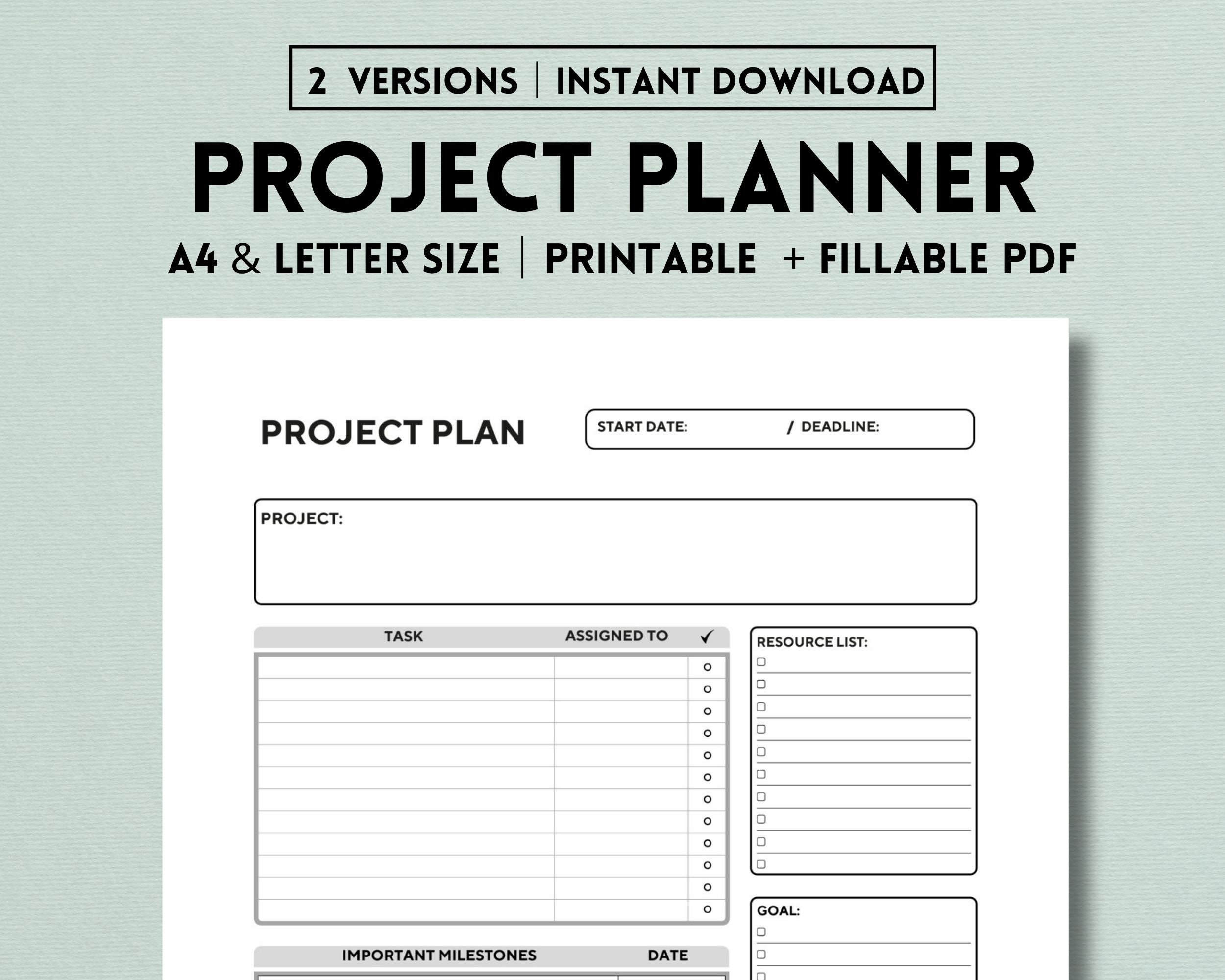 Project Planner Printable Template, Task Tracker, Productivity Planner ...