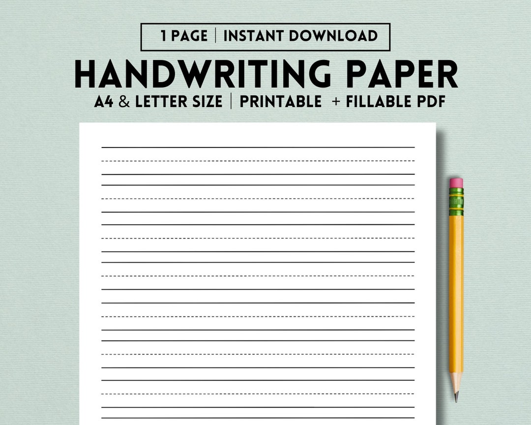 Handwriting Practice Paper Printable, Printable Stationary, Penmanship ...