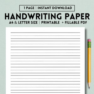 Practice Paper Print Handwriting Practice Paper Printable, Printable Stationary, Penmanship ...