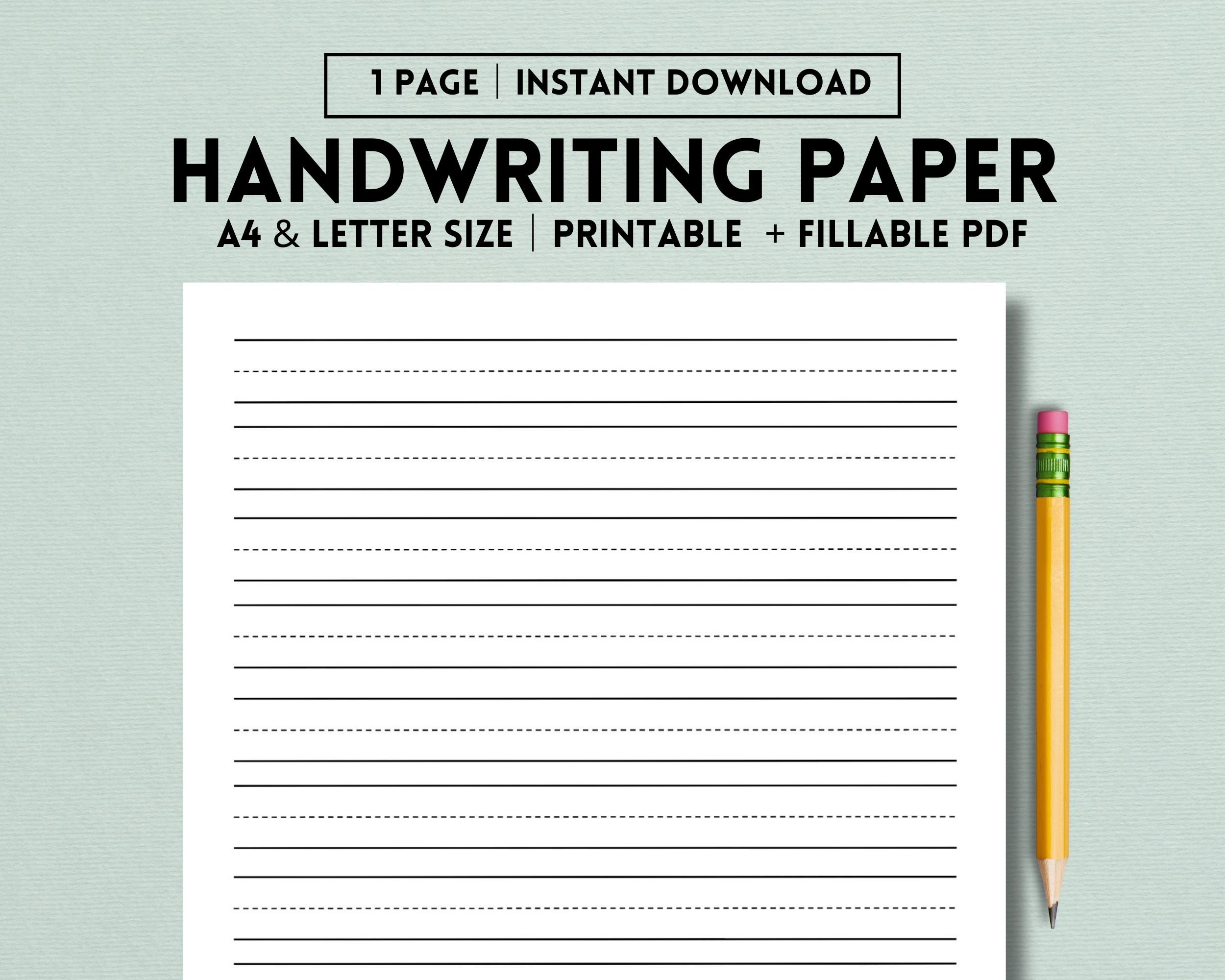 Handwriting Practice Paper Printable, Printable Stationary, Penmanship ...