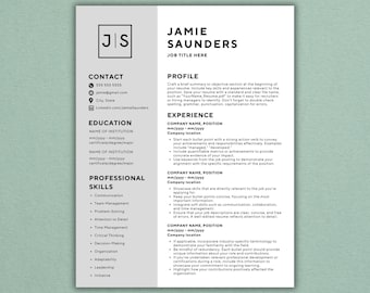 One or Two Page Resume Template, CV Work Resume, Job Resume Template Custom Resume Template, Canva Resume, Resume with Cover Letter