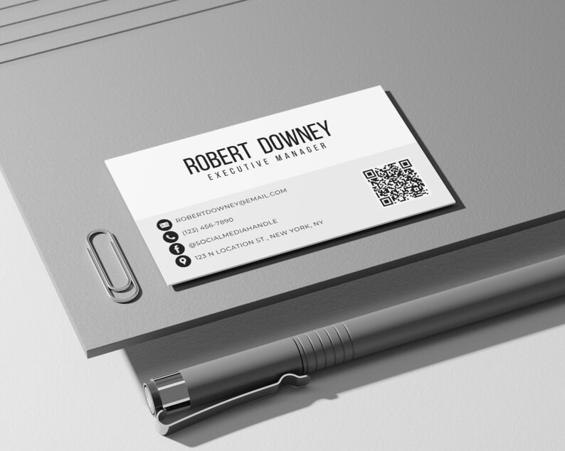 Business Card With QR Code Template, Men Business Card, Modern Business