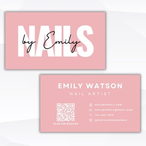Nail Business Card, Nail Tech Business, Nail Business Card Template, Business Card with QR Code, Modern Business Cards, Instant Download