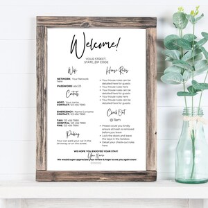VRBO Welcome Sign, VRBO Printables, Airbnb Welcome Sign, Guest Arrival Poster, Vacation Rental Sign, Rental Welcome Sign, VRBO Template