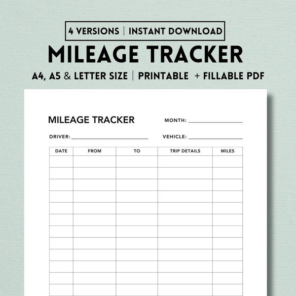 Printable Mileage Log - Etsy
