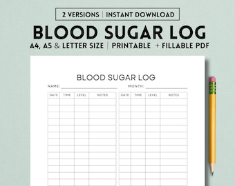 Blood Sugar Log Printable Template, Diabetic Printable, Glucose Tracker, Diabetes Log, Gestational Diabetes, Diabetic Tracker, PDF
