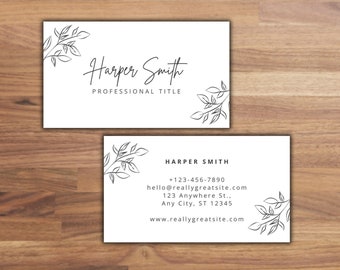 Floral Business Card Template: Elegant Minimalist Design (Canva Editable Template)