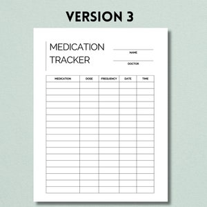 Medication Tracker Printable Reminder, Pills, Daily Medication Log, Medicine Chart, Medication ...