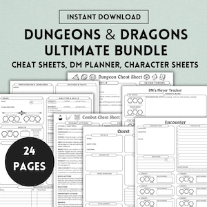 DnD Bundle, 5e, DnD Printable, DnD Cheat Sheet, DnD Player Guide, DnD Character Sheet, Dungeons and Dragons, Dungeon Master, Digital PDF