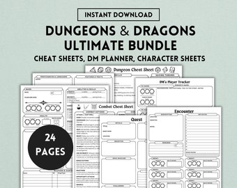Dungeons and Dragons Cheat Sheet Printable - Etsy