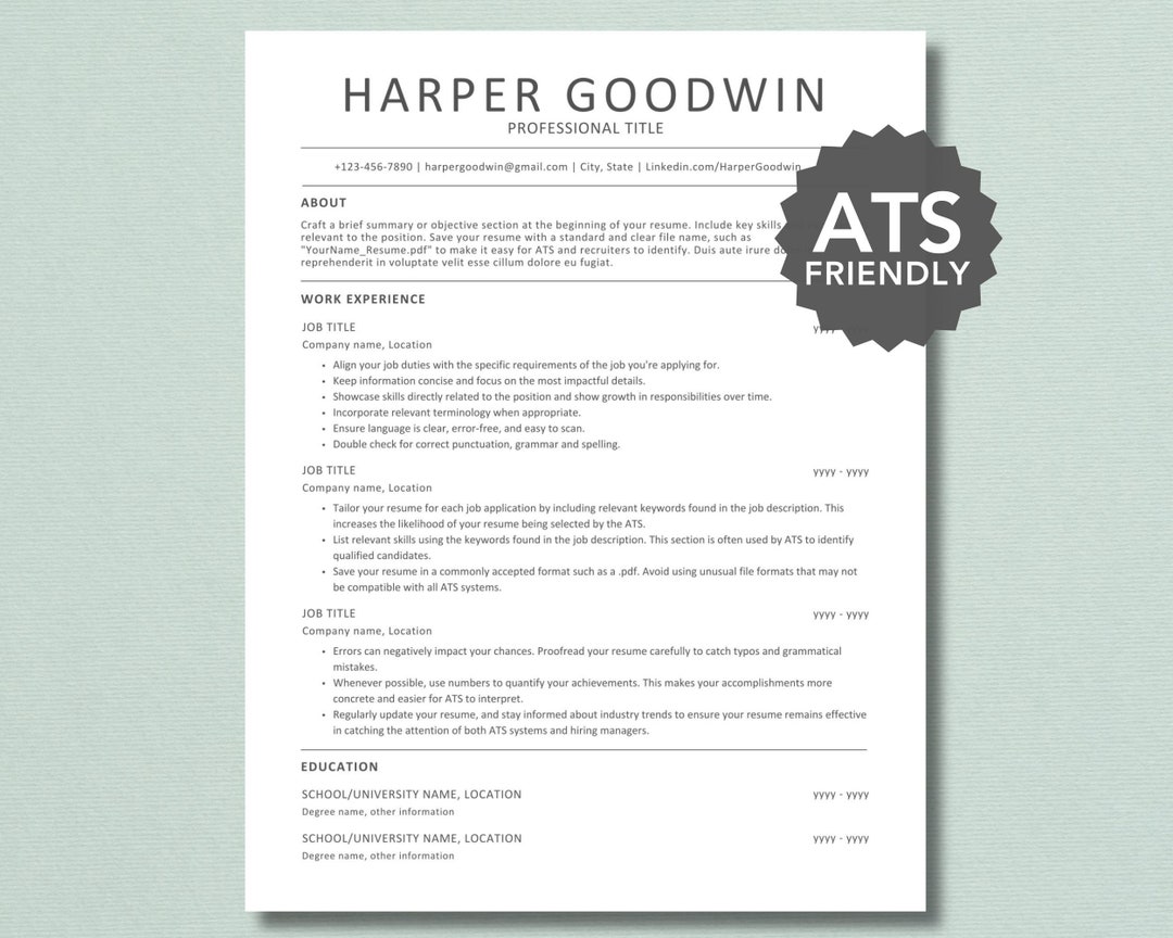 ATS Resume Template ATS Friendly - Il 1080xN.5578969065 6o2k