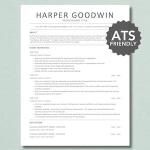 ATS Resume Template, ATS Friendly Resume, 2 Page Resume, Simple Resume, Editable Resume, Custom Resume Template, Canva Resume, Cover Letter