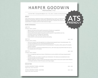 ATS Resume Template, ATS Friendly Resume, 2 Page Resume, Simple Resume, Editable Resume, Custom Resume Template, Canva Resume, Cover Letter