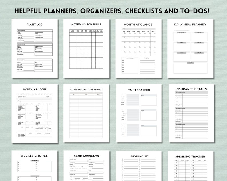 Household Planner Printable, Home Planner Digital, House Planner Binder ...