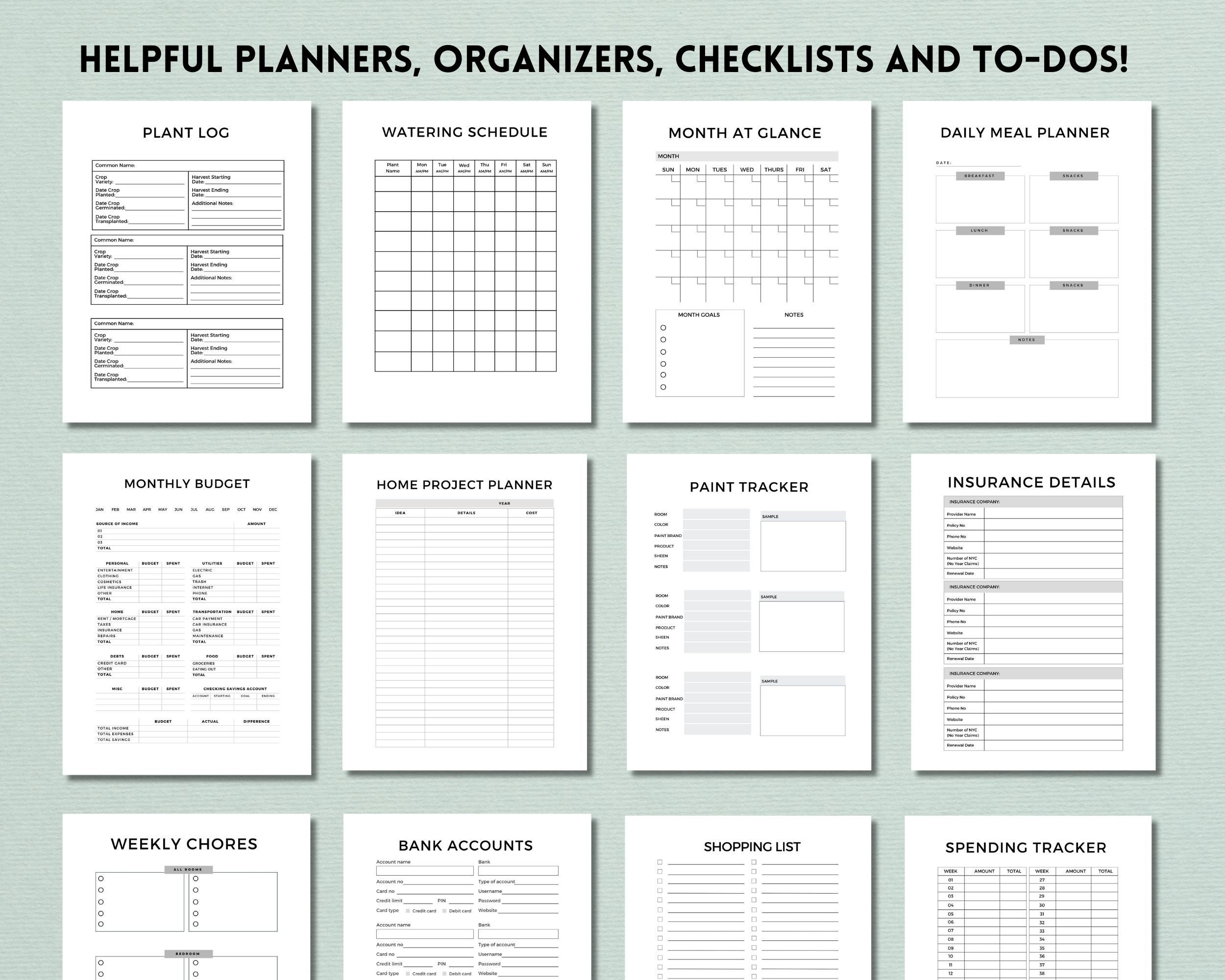Household Planner Printable, Home Planner Digital, House Planner Binder ...