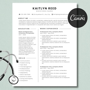 Nursing Resume, Nurse Resume, RN Resume Template, Registered Nurse Resume, Healthcare Resume Template, CV Template Canva, 2 Page Resume