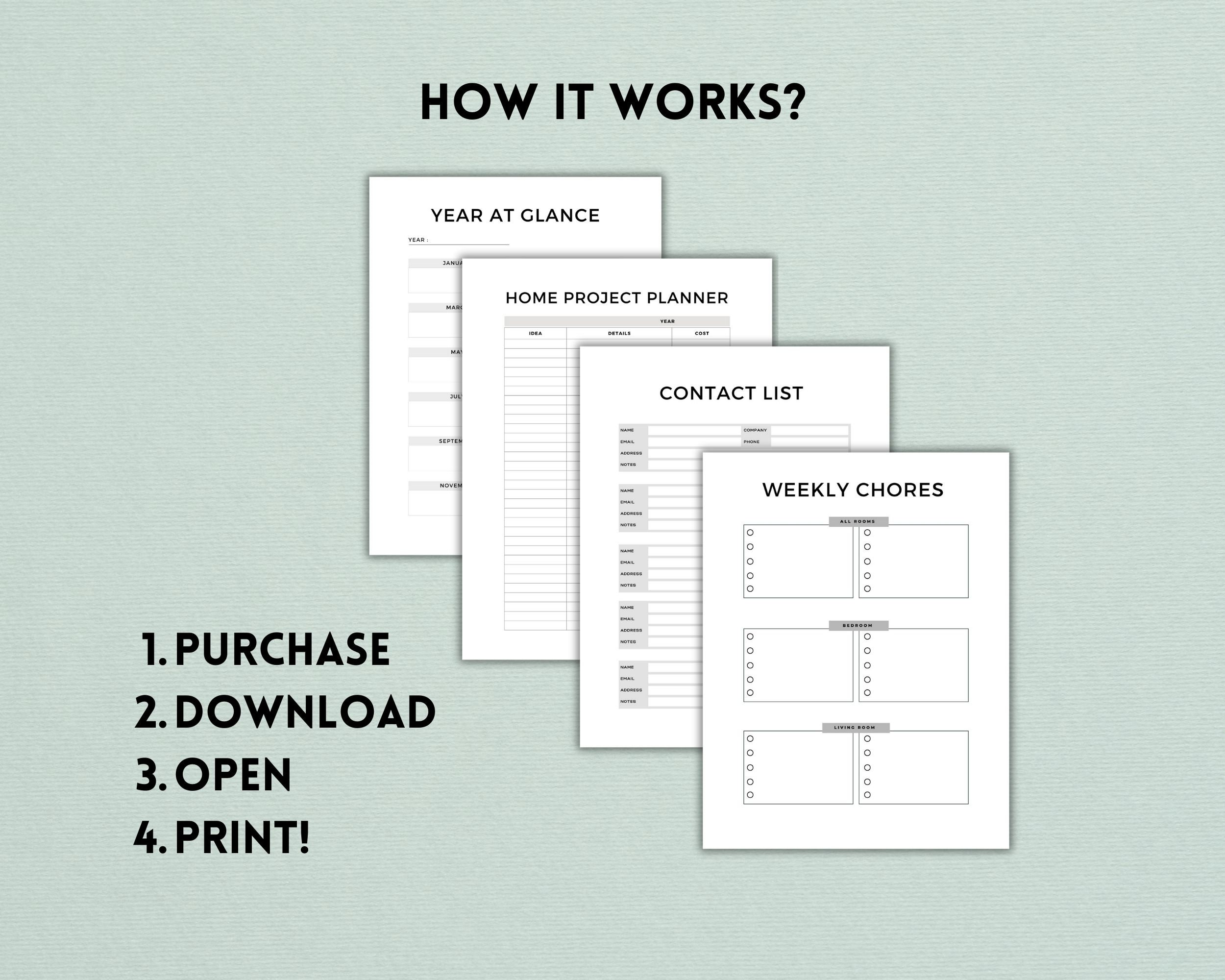 Household Planner Printable, Home Planner Digital, House Planner Binder ...