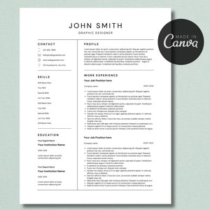 Easy Resume Template, Job Resume, Resume Writer, Custom Resume Template, CV Template Canva, 2 Page Resume Template, Resume with Cover Letter
