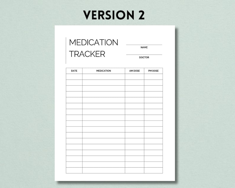 Medication Tracker Printable Reminder, Pills, Daily Medication Log ...