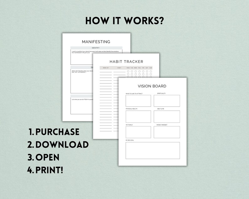 Vision Board Planner Printable Template Future Planner Manifestation