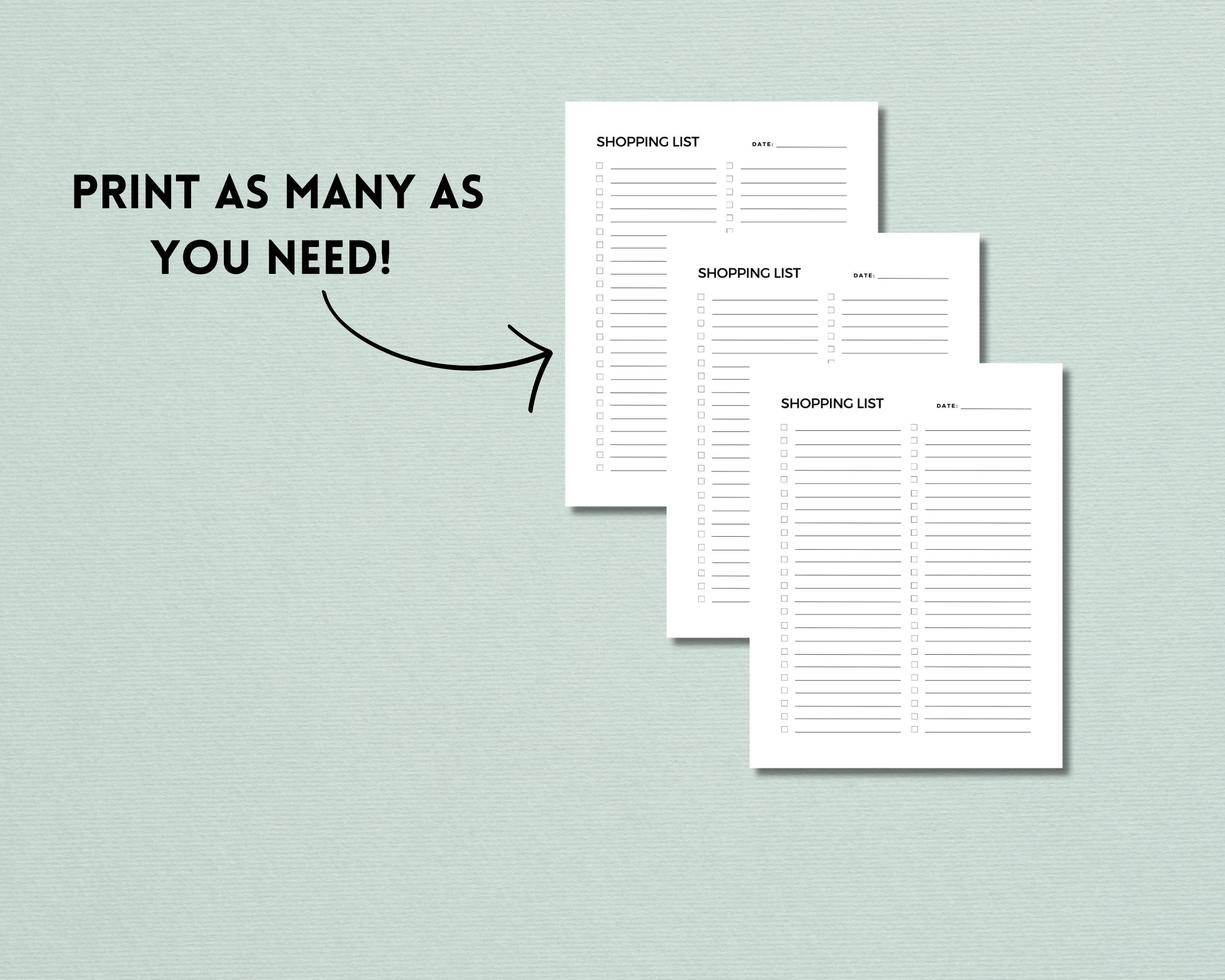 Shopping List Printable, Shopping Planner, to Buy List, Shopping Item Checklist, List for ...