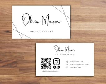QR Code Business Card Template: Double-Sided Design (Canva Template)