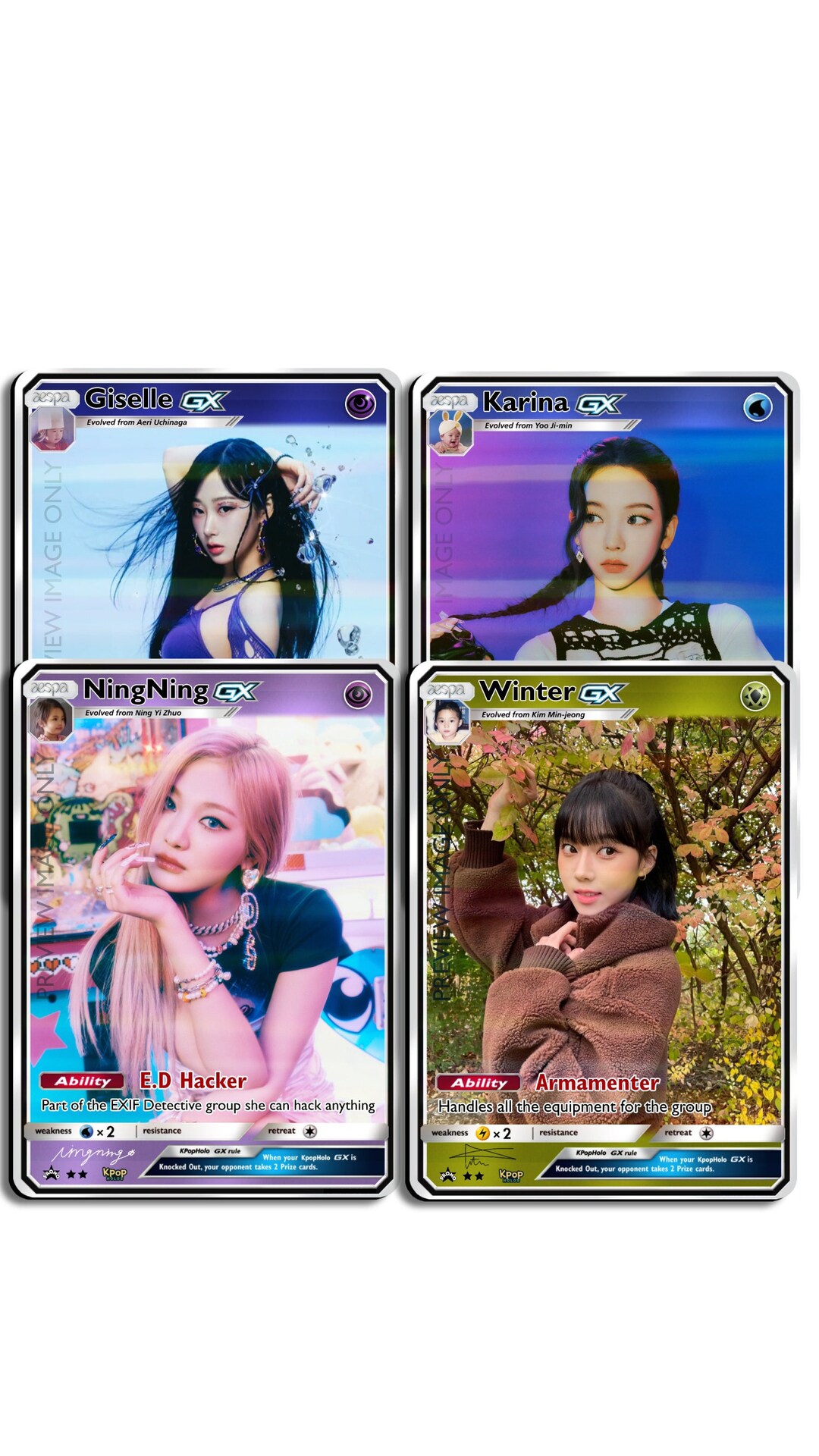 Aespa Holographic Trading Card Set all Members Etsy UK