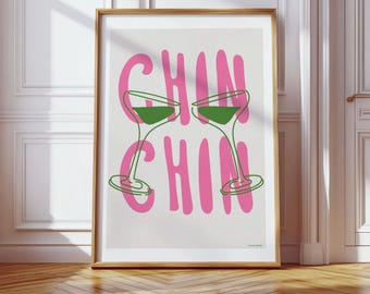Póster de la bebida argentina 'Chin Chin': Arte mural divertido (Descarga digital)