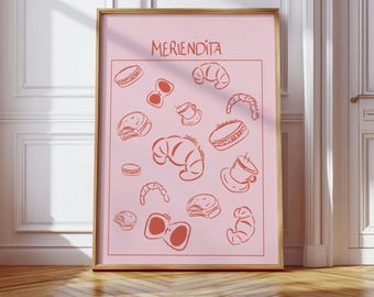 Cartel de Merienda Argentina: Alfajor & Medialuna Art (Impresión digital)