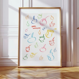 Peut inclure: Un fond blanc avec un motif coloré de gourdes à maté et le texte "UNOS MATECITOS".