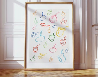 Póster de mate argentino: Impresión artística colorida de yerba mate (Descarga digital)