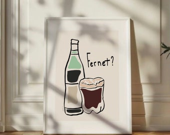 Póster de Fernet argentino: Arte mural para bar (descarga digital)