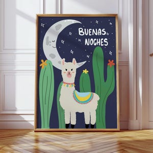 Póster Argentina, Póster infantil, Póster bebé, Póster llama, impresión digital, arte digital, arte mural, póster dormir bien, póster dormitorio infantil