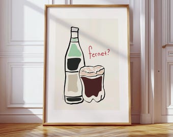 Lámina artística de Fernet argentino: Póster de bebidas (Descarga digital)