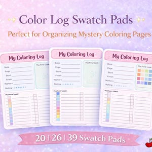 ミステリーカラーリングスウォッチトラッカーメモ帳 | 25枚入り塗り絵ログ