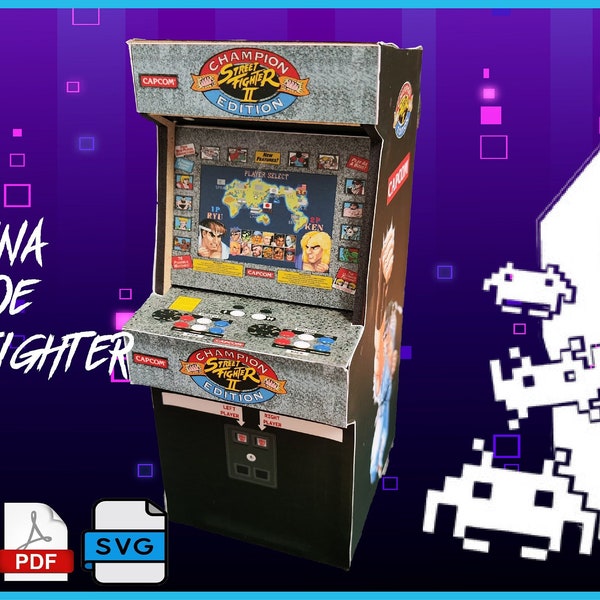 Street Fighter Arcade Machine Piggy Bank Laser Cutting and Engraving