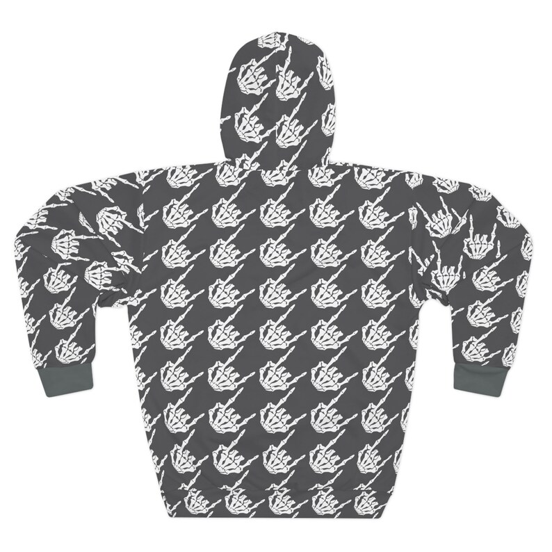 Rock hands houndstooth print Adult Hoodie, Men's skeleton hands hoodie, Women's skeleton hands hoodie, Halloween hoodie, skeleton sweater image 5