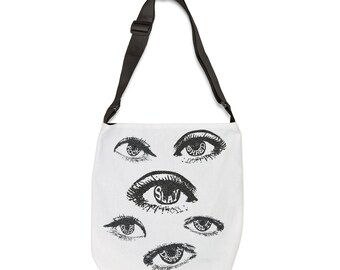 Grunge Tote Bag, 90s Alternative Rock Graphic Tote, Music Lover Gift for Musicians, Bands, Concerts & Edgy Streetwear Style, Evil Eye bag