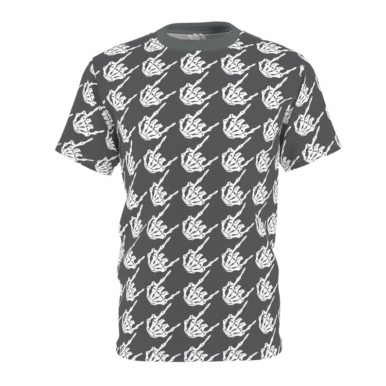 Skeleton rock hands houndstooth t-shirt, Men's rock hands t-shirt, Women's rock hand t-shirt, Halloween skeleton rock hands print t-shirt image 3